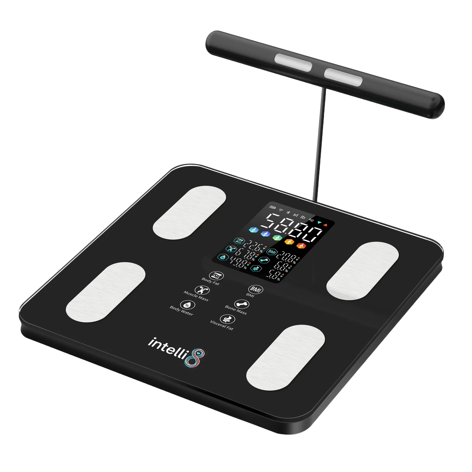 intelli8 Body Composition Scale with eight electrodes and hand-held bar